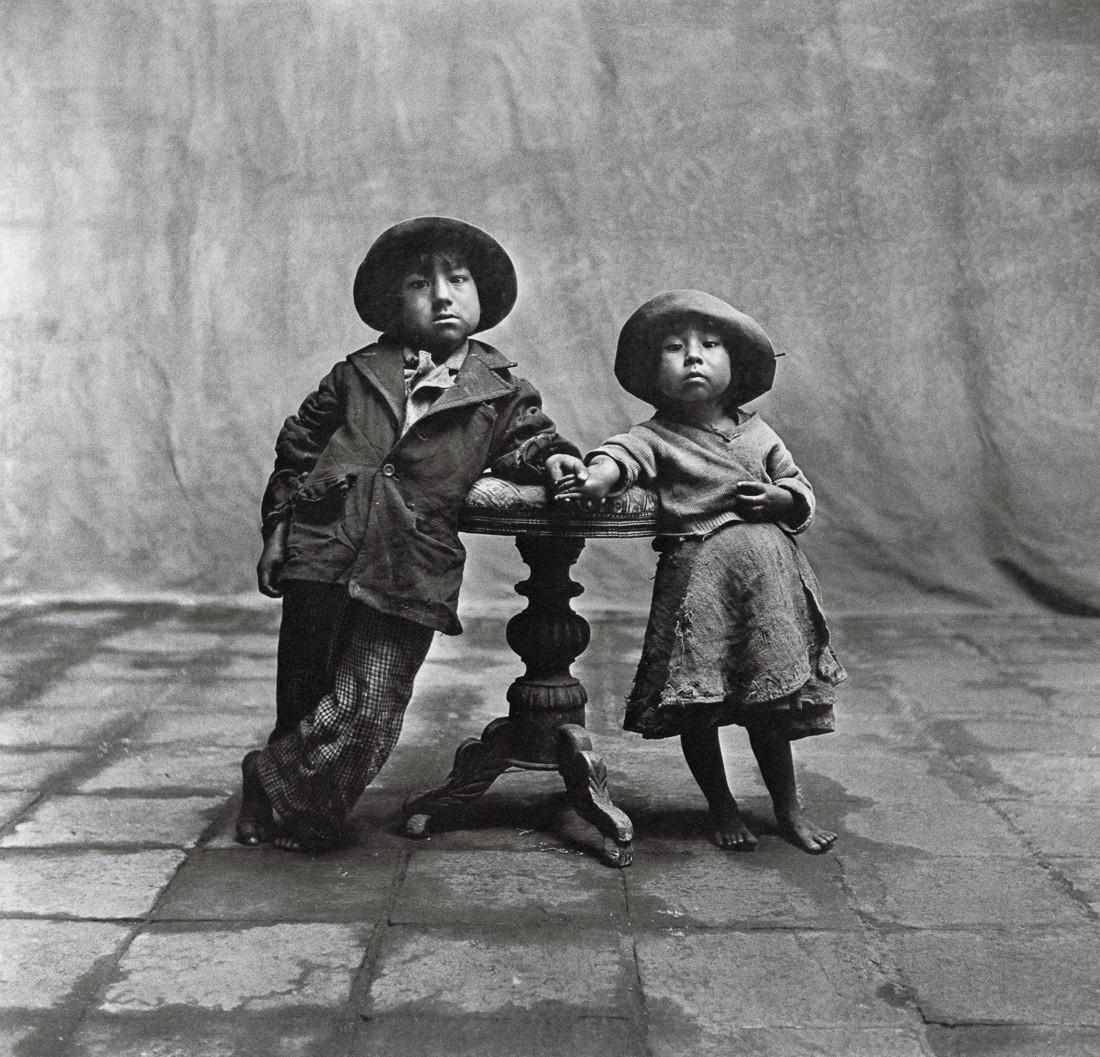 IRVING PENN - Mountain Children, Cuzco, 1948: Artist: IRVING PENN Title: Mountain Children, Cuzco, 1948 Medium: Photo Litho, 1986, USA Dimensions: 8.2x7.9" Description: Heat Wax Mounted on 11x14" Conservation Board Artist Bio: Irving Penn (1917-2