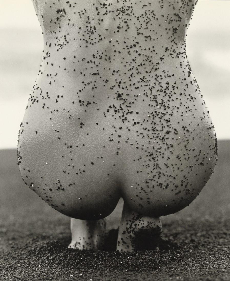 HERB RITTS - Female Nude With Black Sand, 1989: Artist: HERB RITTS Title: Female Nude With Black Sand, Hawaii, 1989 Medium: Photo Litho, 1996, USA Dimensions: 9.5x11.65" Description: Heat Wax Mounted on 12x16" Conservation Board Artist Bio: Herb Ri