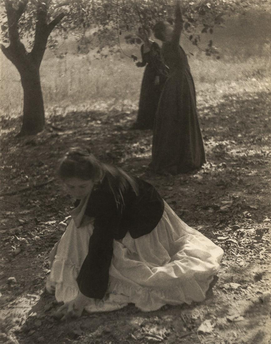 CLARENCE H. WHITE - The Orchard, 1902: Artist: CLARENCE H. WHITE Title: The Orchard, 1902 Medium: Photo Litho, 1995, USA Dimensions: 6.85x8.7" Description: Heat Wax Mounted on 11x14" Conservation Board Artist Bio: Clarence H White was an A