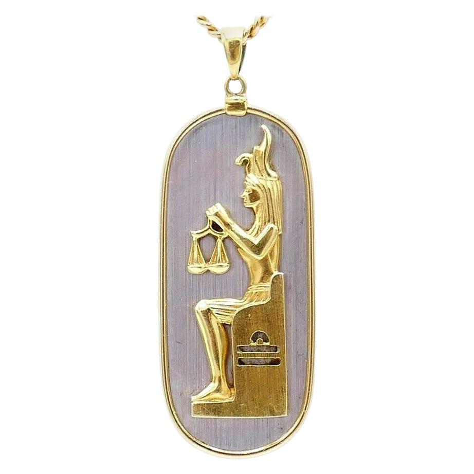 Libra Zodiac Vintage Astrological Two-Tone Gold Pendant (1 of 5)