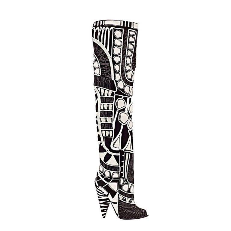 NEW TOM FORD OVER THE KNEE BOOTS WITH OPEN TOE 37 - 7 (1 of 11)
