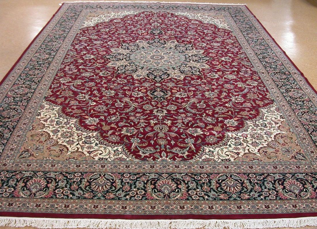 11'6" x 14'6" Hand Knotted Wool Red Navy New Oriental Rug (1 of 20)