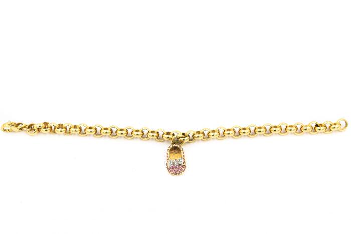 Aaron Basha Gold Diamond and Pink Sapphire Shoe Pendant (1 of 7)