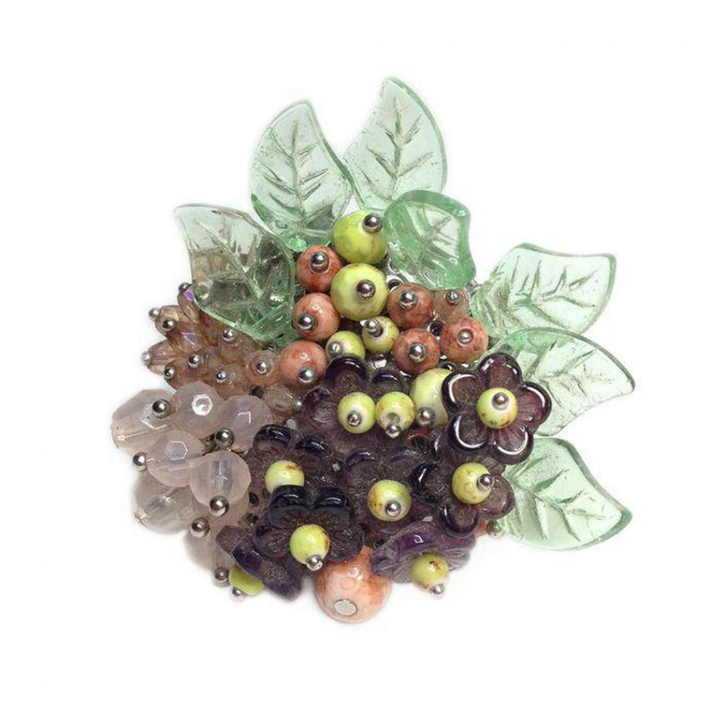 Glass Beaded Bouquet Brooch (1 of 3)