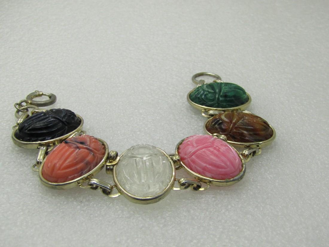 Vintage Egyptian Scarab Bracelet, 8", 1" wide, 1960's (1 of 6)