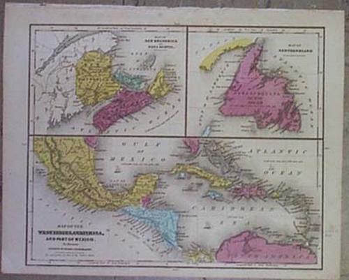 Map of the West Indies, Guatemala, and Part of Mexico.: Publication Date: 1844 Title: Map of the West Indies, Guatemala, and Part of Mexico. to Illustrate Olney's School Geography Cartographer: OLNEY, J./SHERMAN & SMITH Publisher: PRATT, WOODFORD & CO. Hei