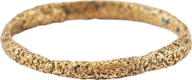 VIKING WEDDING RING C.866-1067 AD, SIZE 3: Gilt bronze, size 3 for the small finger as was the custom. 1.7mm width, rounded section. Professionally refurbished with the surface restored in 24karat gold. Gift boxed with Certificate of Authentic