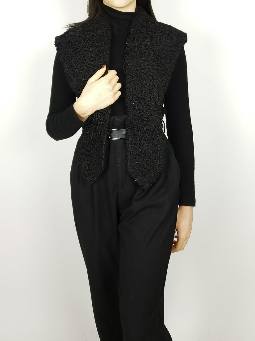 Black Curly Lamb Fur Collar (1 of 6)