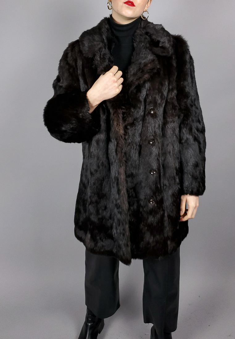 Dark Brown Rabbit Fur Coat (1 of 9)