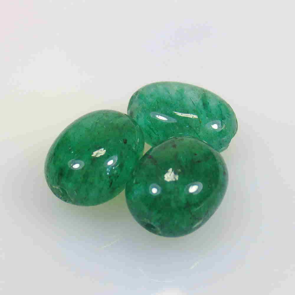 11.85 Ctw Natural 3 Drilled Emerald Dumble Beads (1 of 2)