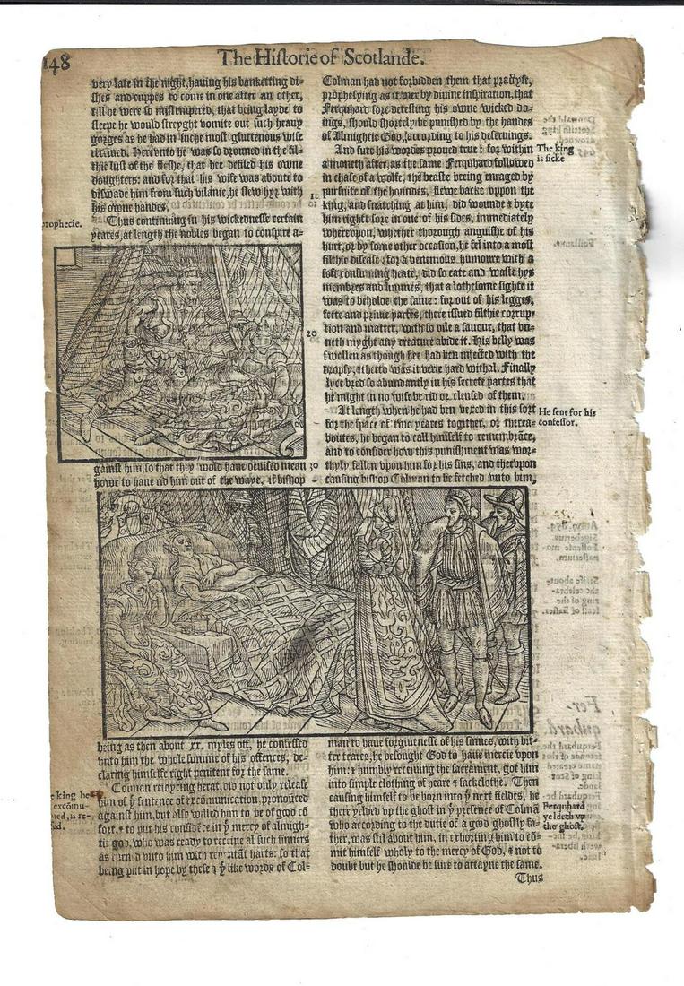 1577 Leaf Holinshed History Woodcuts Prophecy (1 of 1)