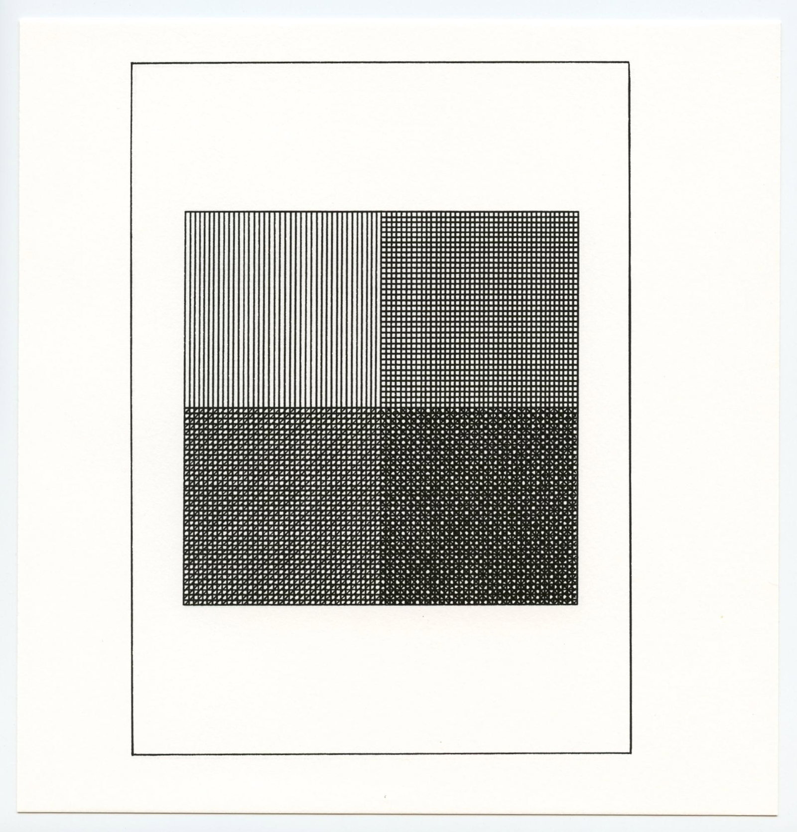 Sol LeWitt silkscreen, edition of 1500: Medium: silkscreen. Printed in 1984 for "Ficciones" and published by The Limited Editions Club in an edition of 1500. Size: 8 x 7 5/8 inches (203 x 194 mm). Not signed. Reserve: $80.00 Shipping: Domes