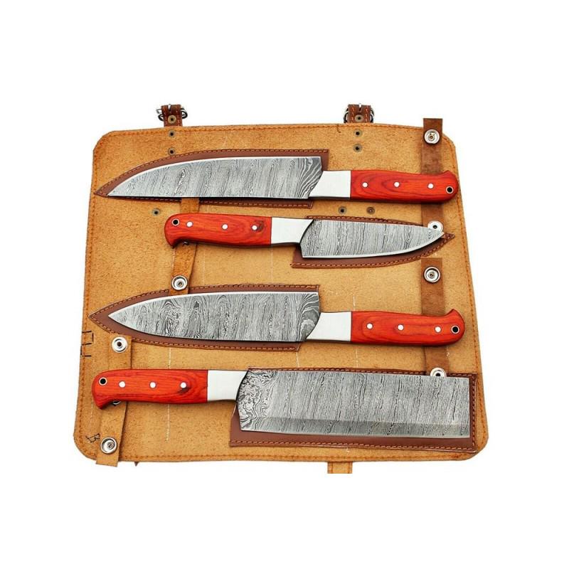 Set of 4 chef kitchen butcher damascus steel knives (1 of 6)