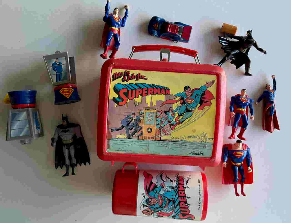 SUPERMAN LUNCHBOX, THERMOS AND TOYS (1 of 1)