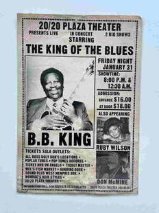 RARE B.B. KING POSTER FROM MEMPHIS: 380 Beale St. opened in 1975 as the Muhammad Ali Towne Two Cinema, a two-screen movie theater in which the heavyweight boxing legend was a part owner for a time. It quickly became a nightclub and noto