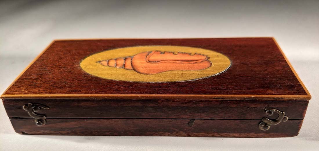 Drafting Set Box With Relief Carved Shell (1 of 7)