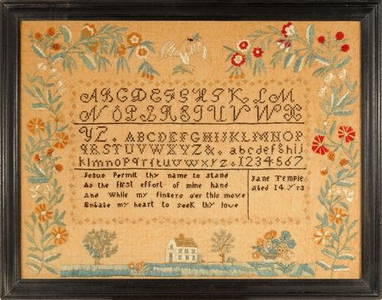 c.1828 Needlework Sampler from Antrim, NH by 14 year