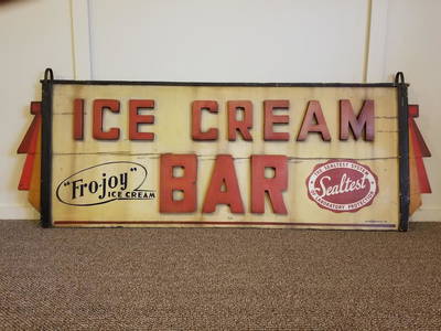 Wooden Carved Sealtest Ice Cream Sign With Art-deco