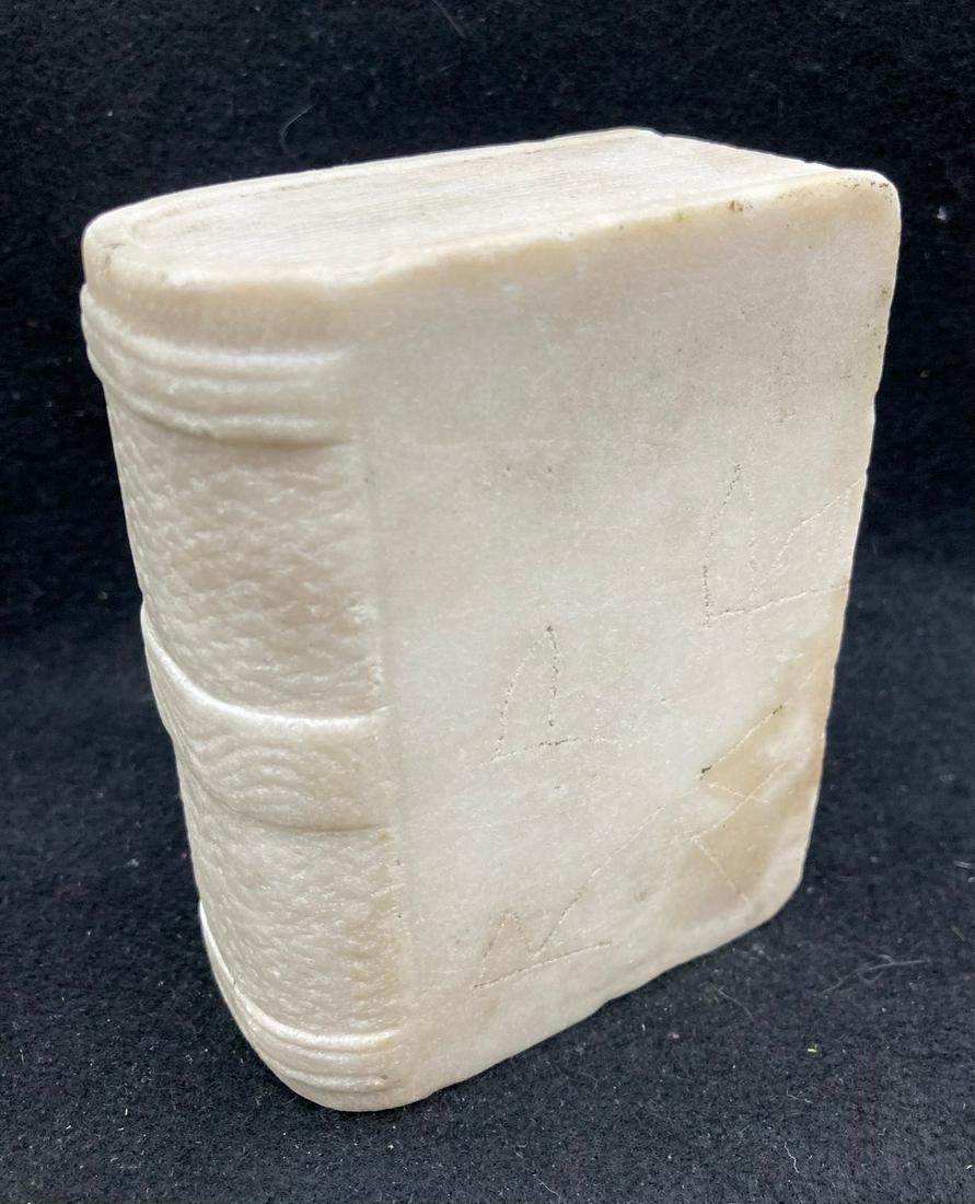 Heavy 19thc medium size carved marble book (1 of 5)