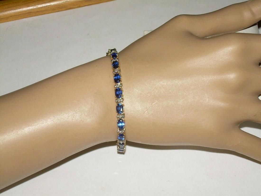 10k Diamond & Sapphire Bracelet; 7"; 22 Sapphires & 22 (1 of 20)