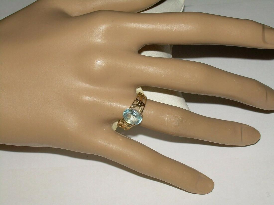 10kt Gold Blue Topaz Ring - Size 7 - Vintage, Filigree (1 of 20)