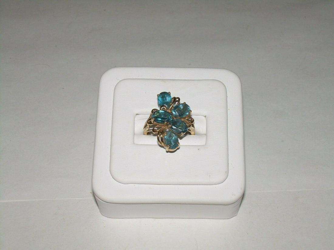 10kP London Blue Cocktail Ring, Yellow Gold, Size 5 1/2 (1 of 20)