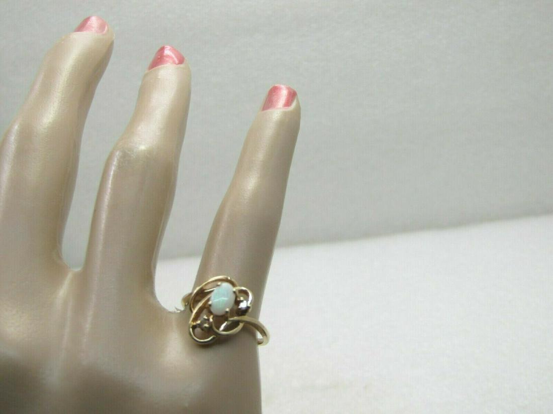 10kt Scrolled Opal & Diamond Ring, Sz. 5.5, Signed (1 of 12)