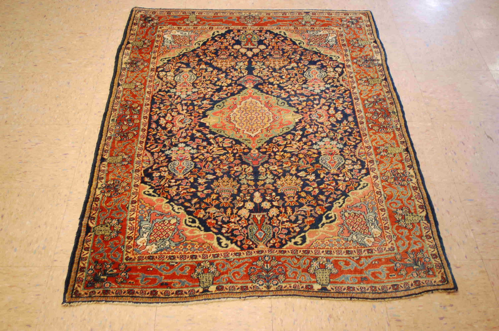 Circa 1910s ANTIQUE SARUK FERAHKAN RUG 3.7x4.11 HIGH (1 of 12)