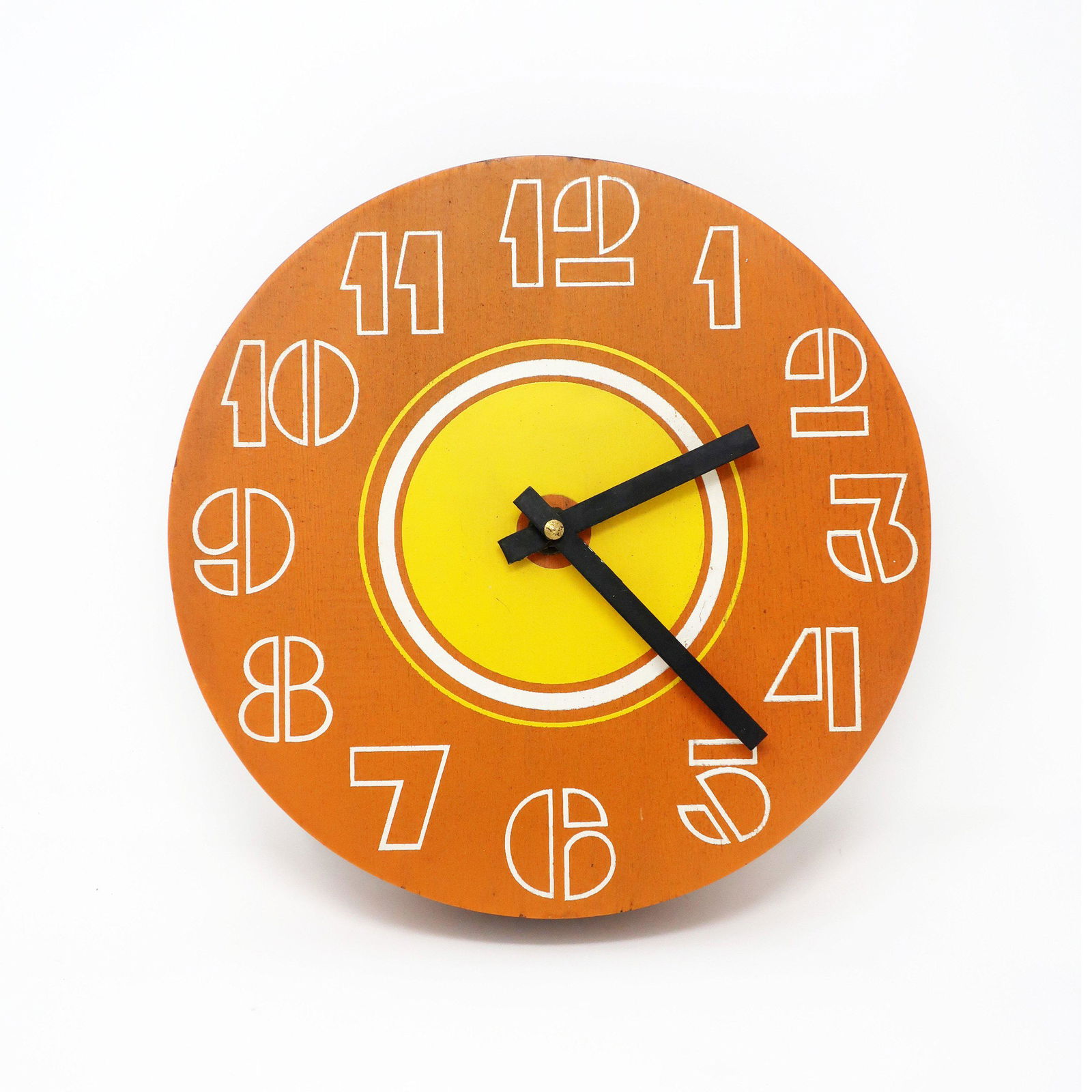 1970s Orange Wood Wall Clock (1 of 6)