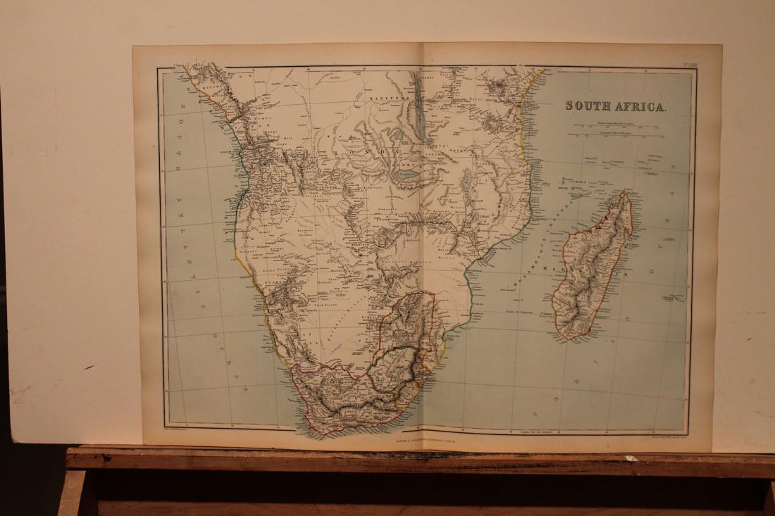 1882 Map of South Africa: Author: Blackie Title: 1882 Map of South Africa Medium: Ink on Paper Dimensions: 21"X15" Map of South Africa dated 1882. Part of the Comprehensive Atlas & Geography of the World. Engraved by Edwin Wel