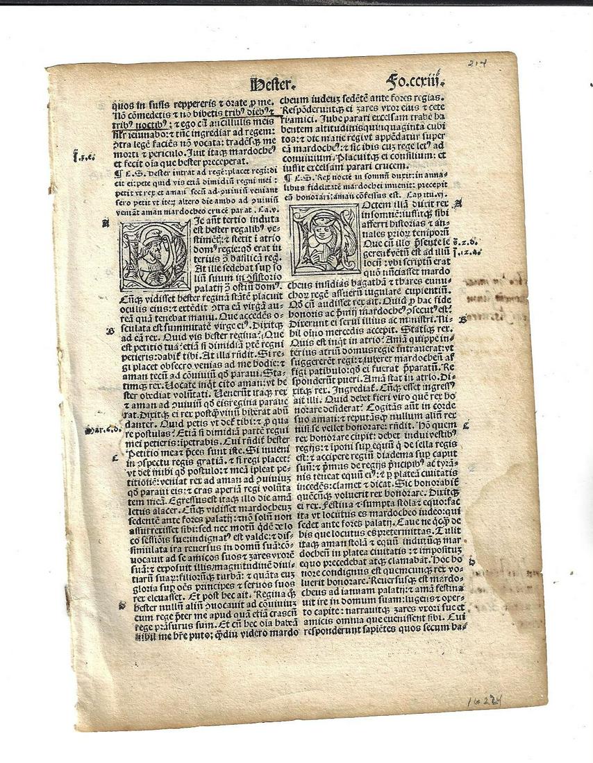 1514 Bible Leaf from Esther Woodcuts (1 of 2)