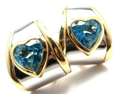 Marina B 18k Yellow Gold & Stainless Steel Blue Topaz: Marina B 18k Yellow Gold & Stainless Steel Blue Topaz Heart Earrings Marina B 18k Yellow Gold & Stainless Steel Blue Topaz Heart Earrings Product Description About This Piece: These earrings