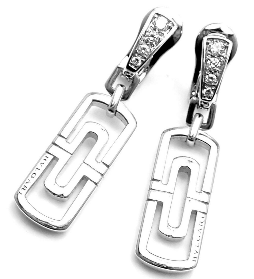 Bulgari Bvlgari Parentesi 18k White Gold Diamond Drop: Bulgari Bvlgari Parentesi 18k White Gold Diamond Drop Earrings Bulgari Bvlgari Parentesi 18k White Gold Diamond Drop Earrings Product Description About This Piece: These earrings are for pierced ears.
