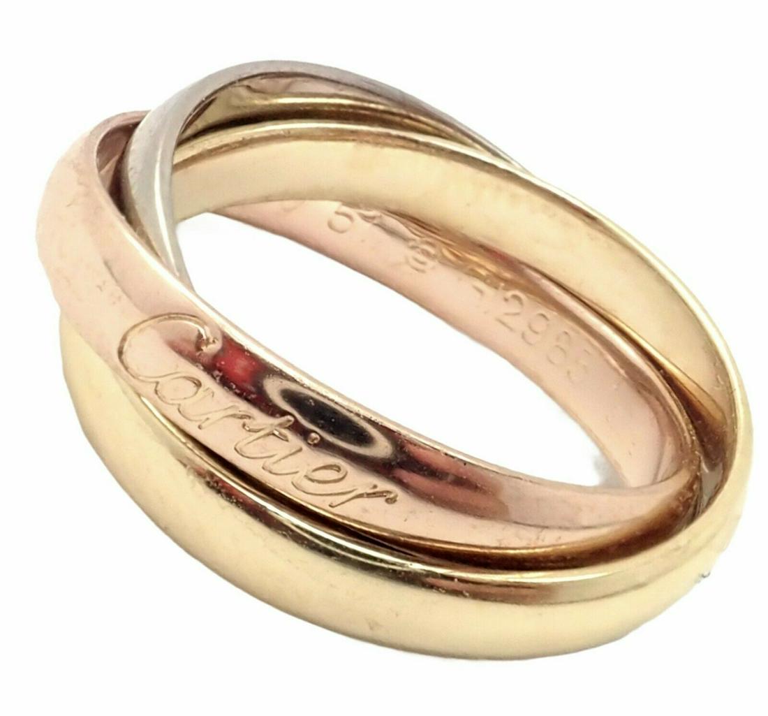 Cartier 18k Yellow White Rose Gold Trinity Band Ring (1 of 10)