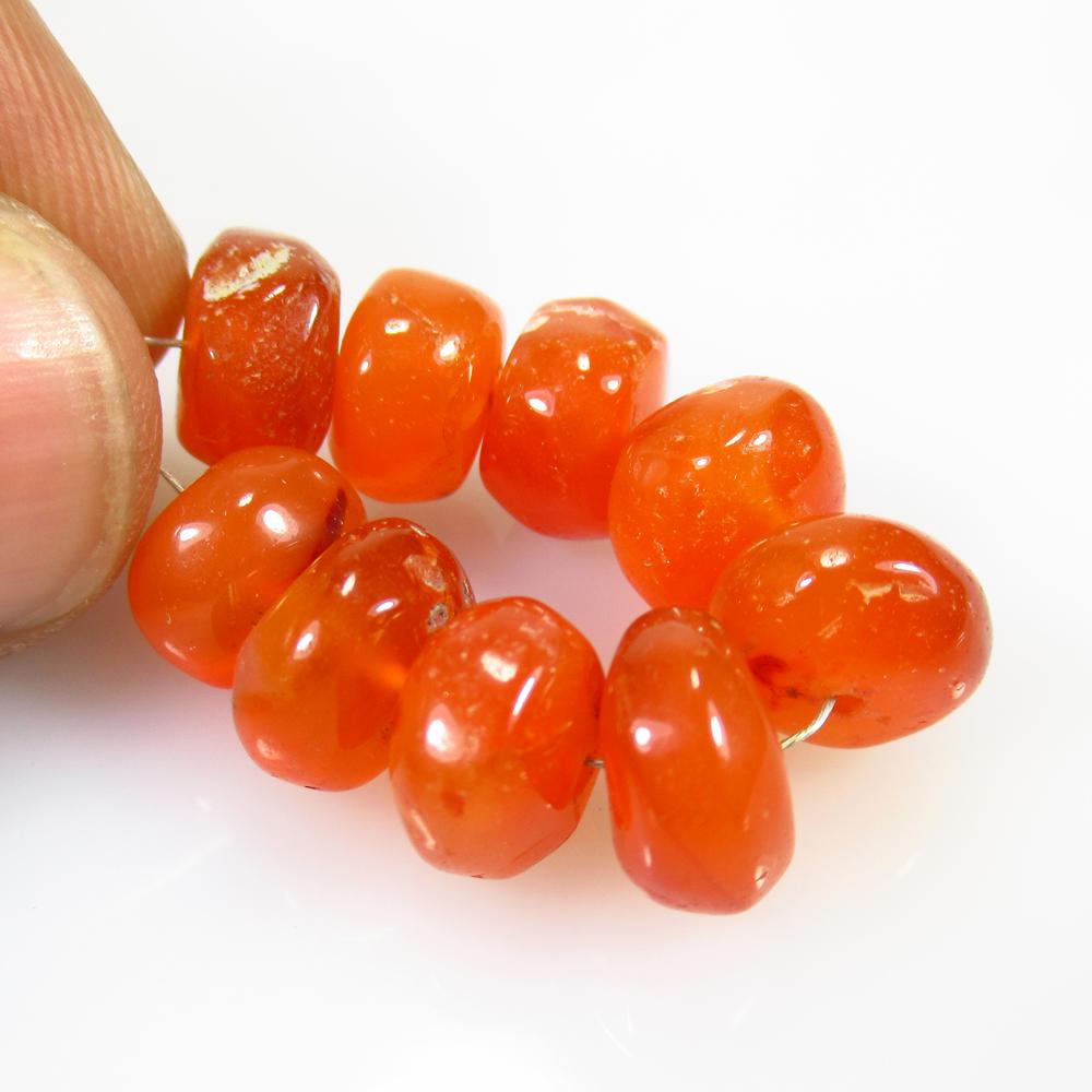 38.46 Ct Natural 9 Orange Carnelian Round Beads: No Reserve! Title: 38.46 Ct Natural 9 Orange Carnelian Round Beads Stone Clarity: Semi-Transparent Gemstone: Natural Carnelian Beads Carat Weight: 38.46 Dimensions: 9.00 to 9.50 mm / 9 PC's Additional