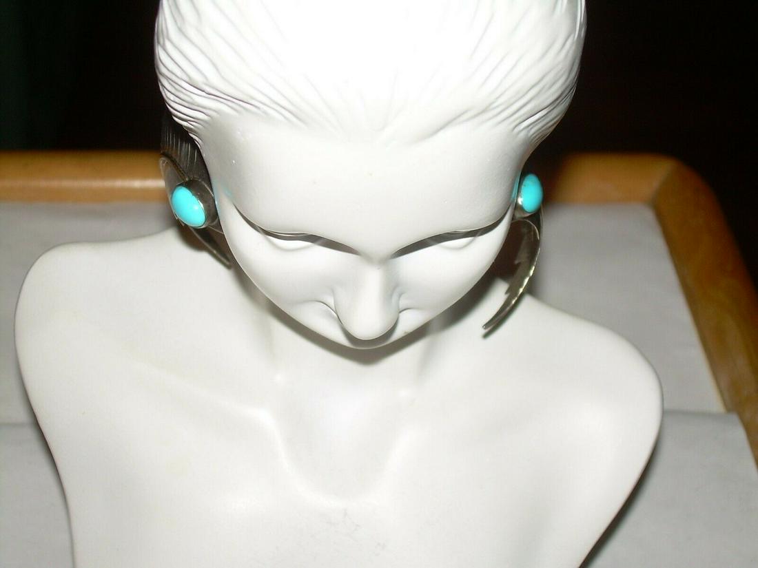 Sterling Southwestern Turquoise Stud Earrings - Leaf (1 of 20)