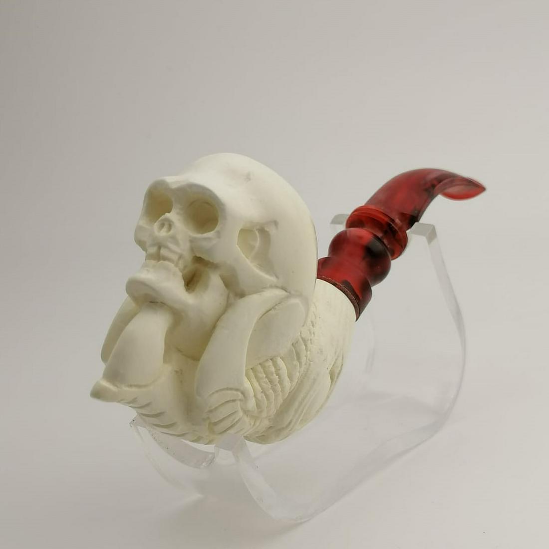 Skull in Eagle Claw,Hand carved Meerschaum Pipe (1 of 10)