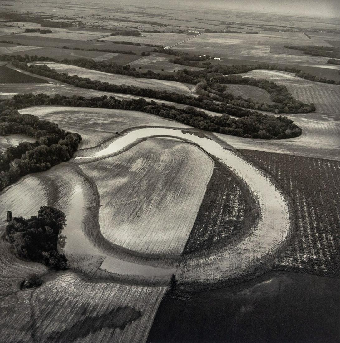 TERRY EVANS - Solomon River, Oxbow, 1990: Artist: Terry Evans Title: Solomon River, Oxbow, 1990 Medium: Photo Litho, 1992, USA Dimensions: 8.95x9" Description: Heat Wax Mounted on 11x14" Conservation Board Artist Bio: Terry Evans (1944) is an