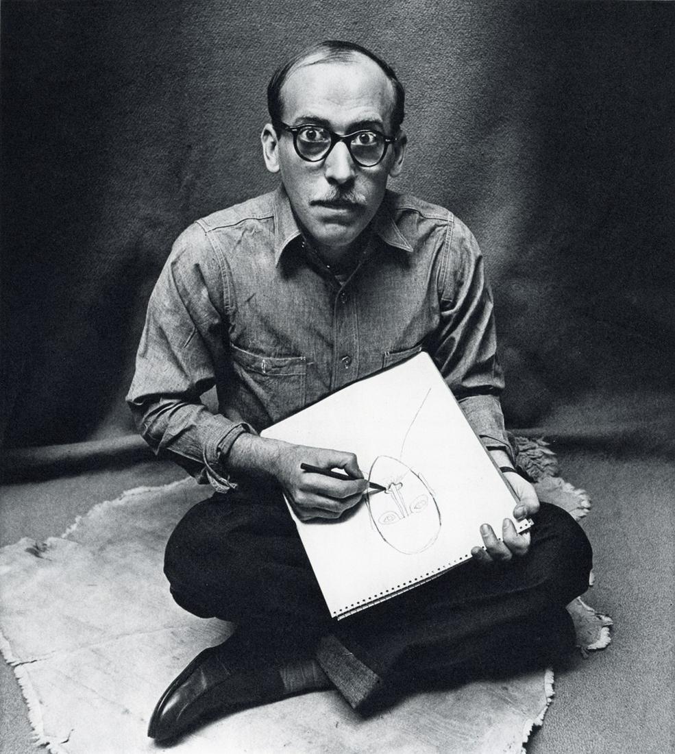 IRVING PENN - Saul Steinberg: Artist: Irving Penn Title: Saul Steinberg Medium: Photo Litho, 1960, Switzerland Dimensions: 7.9x8.85" Description: Heat Wax Mounted on 11x14" Conservation Board Artist Bio: Irving Penn (1917-2009) wa