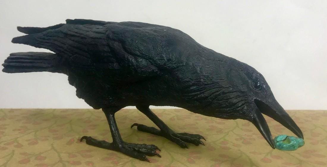 Late 20th Century Raven Bronze Sculpture by Jim Eppler (1 of 8)
