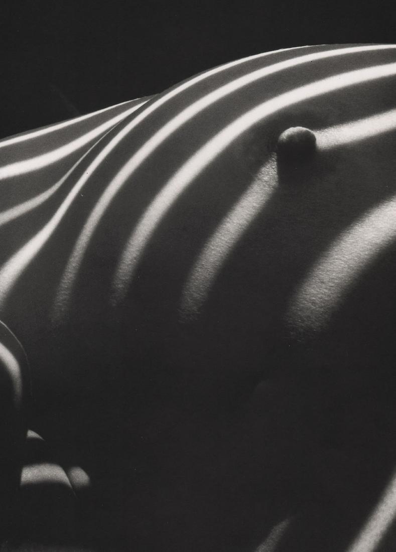 LUCIEN CLERGUE- Nude with Stripes, NY, 1998: Artist: LUCIEN CLERGUE Print Title: Nude with Stripes, NY, 1998 Printing Date: 1990’s Medium: Photo-lithograph< Printed in: Germany Image Size approx.: 11.5 x 8.5” Lucien Clergue (French: 1934 ��