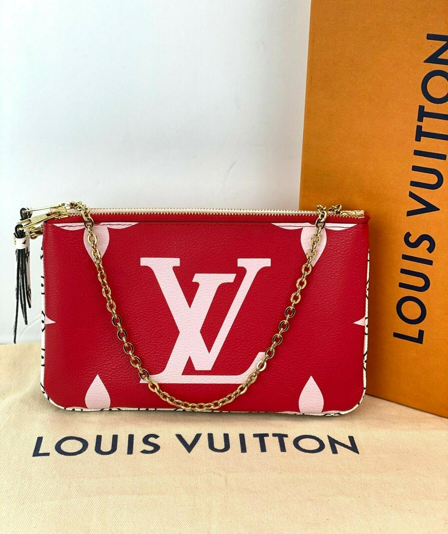 LOUIS VUITTON Monogram Giant Double Zip Pochette Rouge (1 of 20)