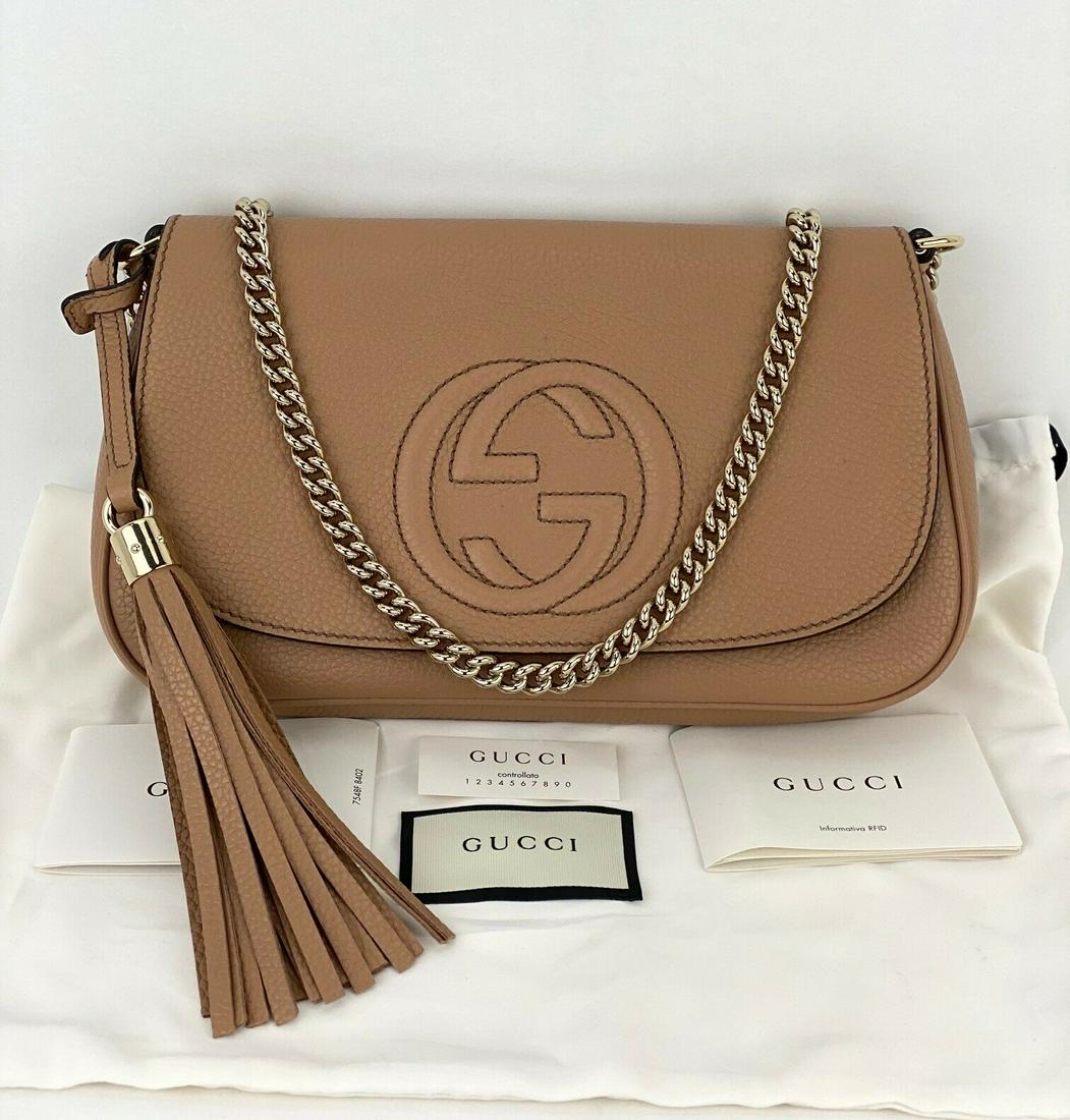 Gucci Soho Medium Rose Beige Pebbled Leather Tassels (1 of 20)
