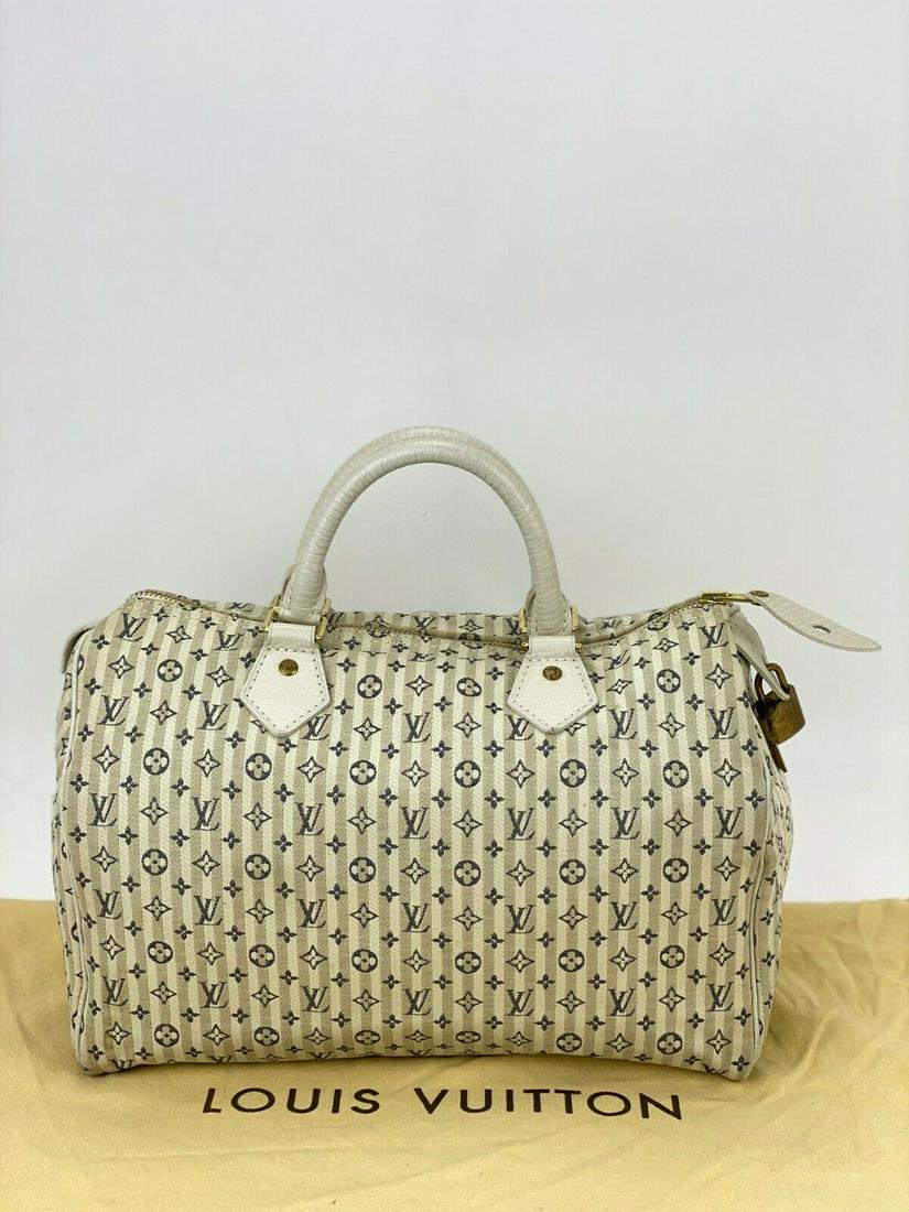 Louis Vuitton Speedy 30 Croisette Mini Lin Blue Satchel (1 of 20)