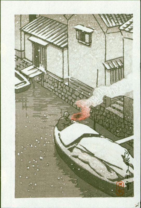 Kawase Hasui: Snow at Kashi (1 of 2)