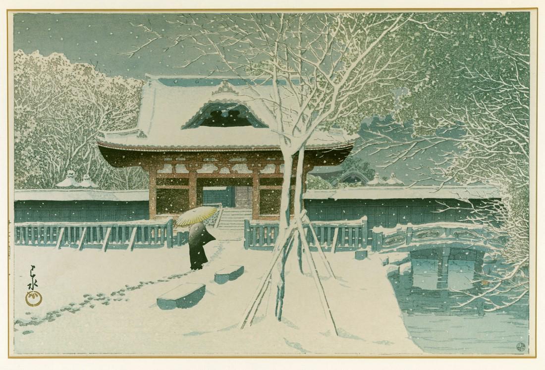 Kawase Hasui: Snow at Shiba Park (Shiba Koen no Yuki) (1 of 3)