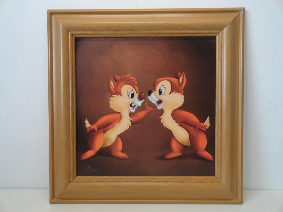 Chip and Dale wall art: Title: Chip and Dale wall art Materials: Wood and cardboard Dimensions: Approximately 15 cm high, 45 cm wide Additional Information: A magnificent wall art of the famous squirrels; Chip and Dale Reser