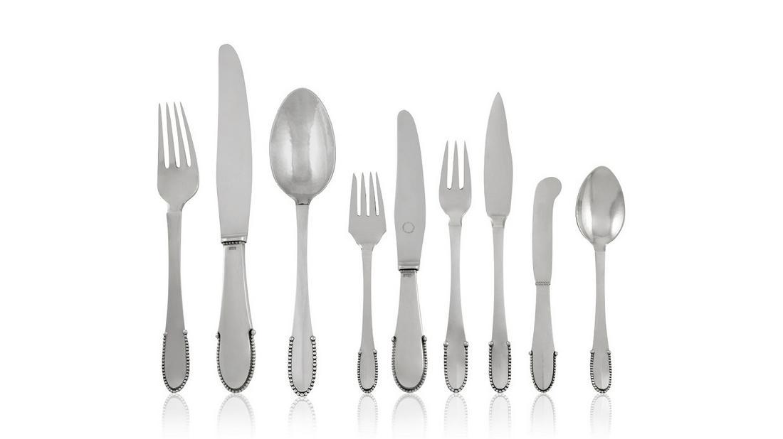Vintage Georg Jensen Beaded Silverware Service For Ten (1 of 9)