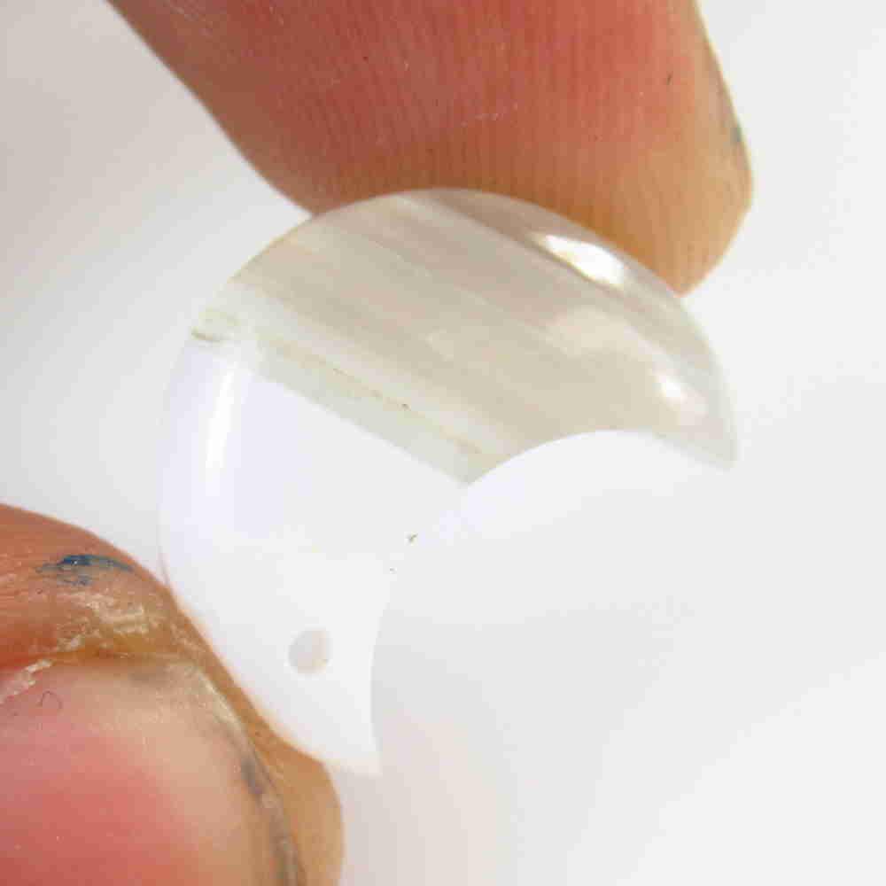 7.37 Ctw Natural Drilled Jasper Half Moon Cab: No Reserve! Title: 7.37 Ctw Natural Drilled Jasper Half Moon Cab Stone Clarity: Opaque Gemstone: Jasper Quartz Size/ Dimensions: 7.37 Carat Weights: 16.70 x 8.00 x 8.00 mm Additional Info: Drilled Hal