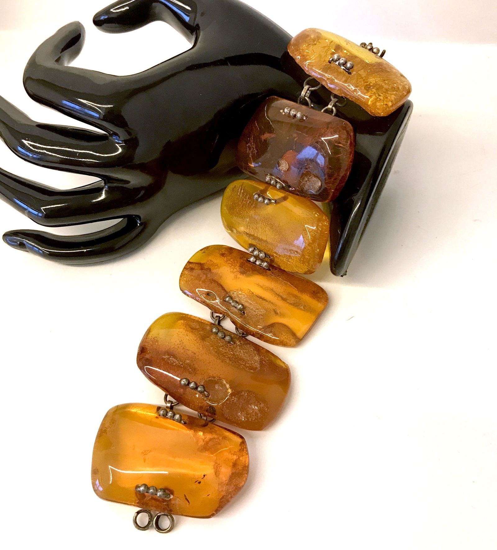 Unique and Marvellous Amber Bracelet made from Plate (1 of 10)